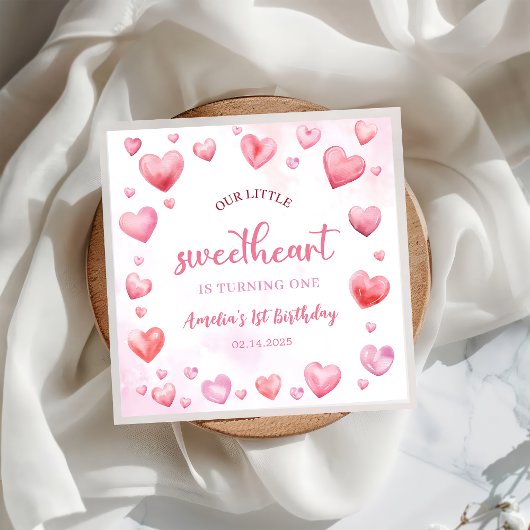 Pink Valentine Sweetheart Birthday Paper Napkin Serviette