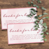 Pink Valentine Teddy Bear Books for Baby Shower Begleitkarte