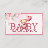 Pink Valentine TeddyBear Baby Shower Diaper Raffle Begleitkarte (Rückseite)