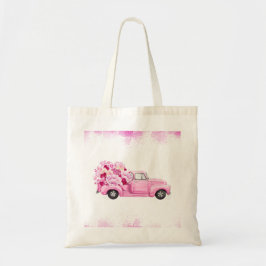 Pink Valentine Truck Watercolor Art Tragetasche