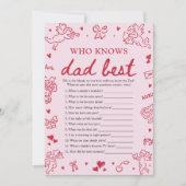 Pink Valentine Who Knows Dad Best Baby Shower Game Einladung (Vorderseite)