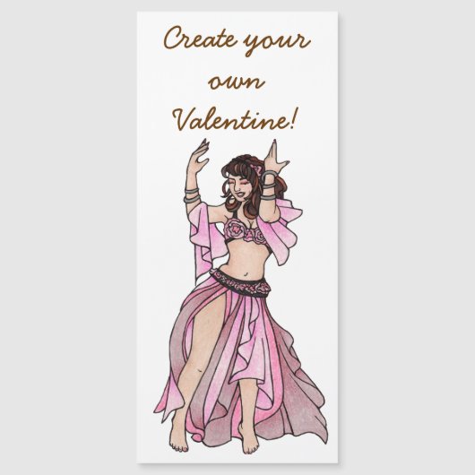Pink Valentines Belly Dancer Magnetkarte (Vorderseite)