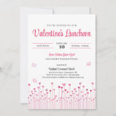 Pink Valentine's Church Luncheon Heart Flowers Einladung (Vorderseite)