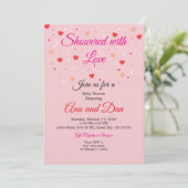 Pink Valentines Day Baby Shower Invitations Einladung (Stehend Vorderseite)
