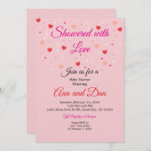 Pink Valentines Day Baby Shower Invitations Einladung (Vorne/Hinten)