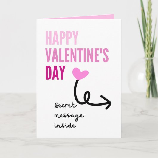 PINK VALENTINE'S DAY CARD, LIEBE MESSAGE CARD ANKÜNDIGUNG (Vorderseite)