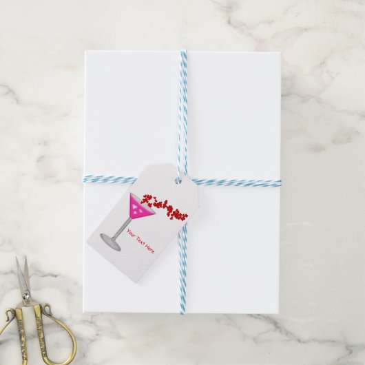 Pink Valentine's Day Cocktail Custom Gastgeschenk Geschenkanhänger (Mit Garn)