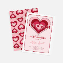 Pink Valentine's Day Hearts Girl Baby Dusche