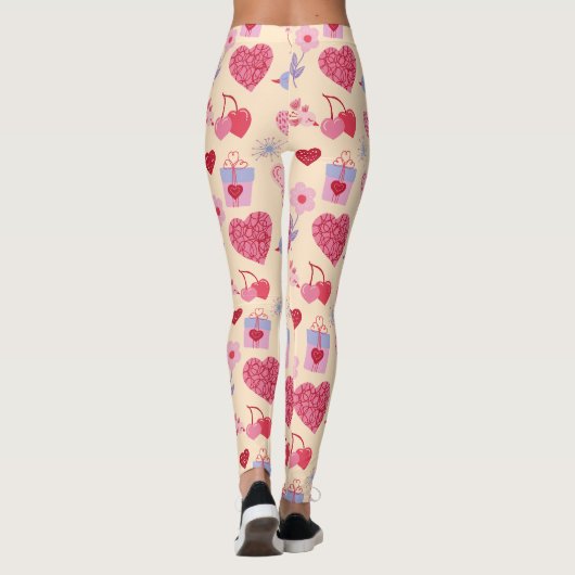 Pink Valentine's Day Icon Pattern Leggings (Rückseite)