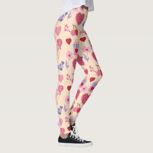 Pink Valentine's Day Icon Pattern Leggings (Rechts)