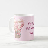 Pink Valentine's Day Teddy Bär Heißluftballon Kaffeetasse (Vorderseite Links)