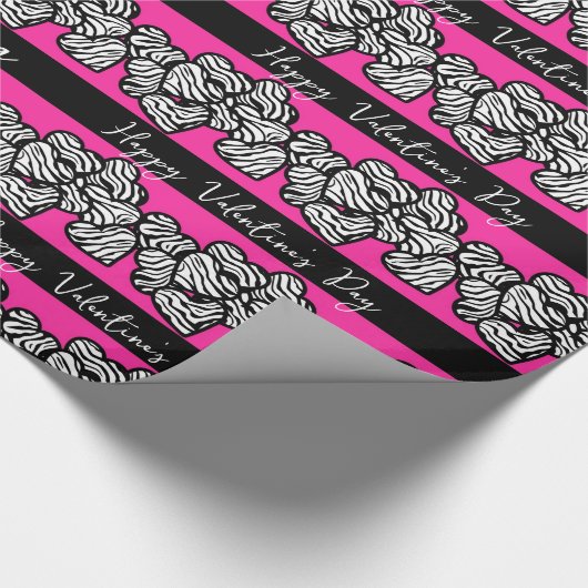 Pink Valentine's Day Zebra Herz Muster hinzufügen  Geschenkpapier (Ecke)