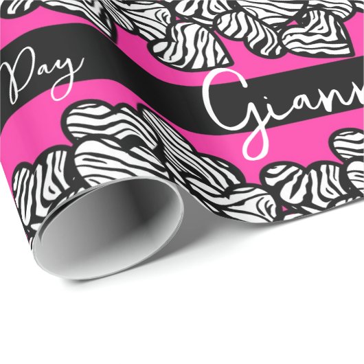 Pink Valentine's Day Zebra Herz Muster hinzufügen  Geschenkpapier (Rolleneckpunkt)