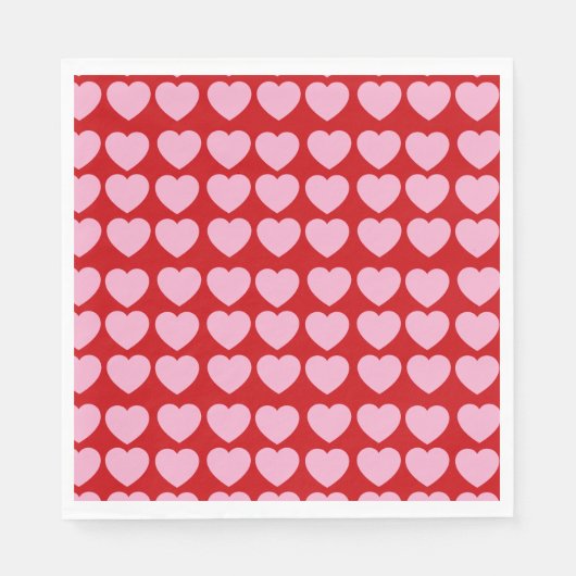 Pink Valentines Hearts on Red Serviette (Vorderseite)