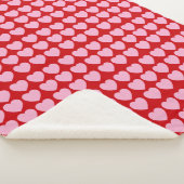 Pink Valentines Hearts on Red Sherpadecke (3/4)