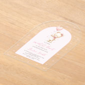 Pink Valentines Teddy Bear Baby Shower Girl Acryleinladungen (Ablage )