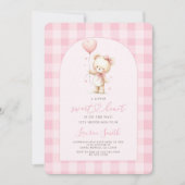 Pink Valentines Teddy Bear Baby Shower Girl Einladung (Vorderseite)