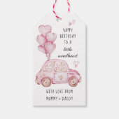 Pink Valentines Theme Herzblasen und Auto Geschenkanhänger (Vorderseite)