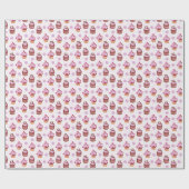 Pink Valentinstag Cupcake Geschenkpapier (Flach)