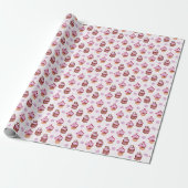 Pink Valentinstag Cupcake Geschenkpapier (Ungerollt)