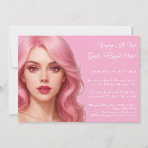 Pink Vampir Mädchen Nacht Halloween-Einladung Einladung