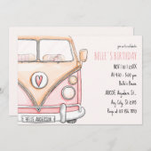Pink van Vintag Einladung (Vorne/Hinten)
