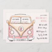 Pink van vintage Hochzeit Einladung (Vorne/Hinten)