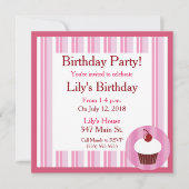Pink Vanilla Cupcake Einladung (Vorderseite)