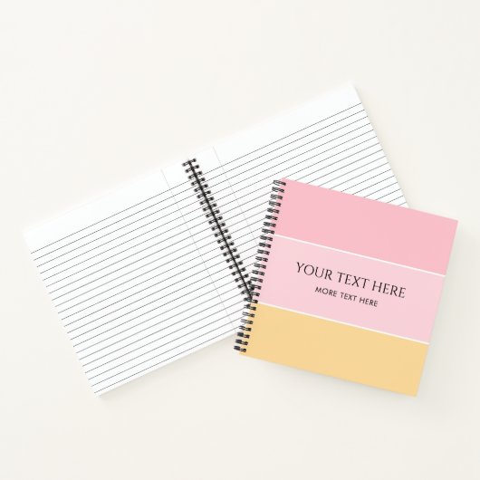 Pink Vanilla Gelb gestreifte Vorlage Notizblock (Innenseite)