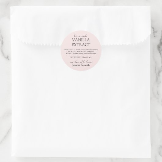 Pink Vanilla Labels mit Anweisungen extrahieren Runder Aufkleber (Tasche)