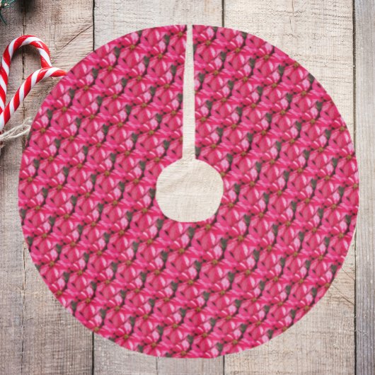Pink Variegated Poinsettia Pattern Polyester Weihnachtsbaumdecke