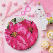 Pink Variegated Poinsettias Holiday Pappteller (Party)