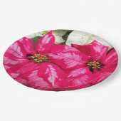 Pink Variegated Poinsettias Holiday Pappteller (Schrägansicht)