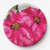 Pink Variegated Poinsettias Holiday Pappteller (Vorderseite)
