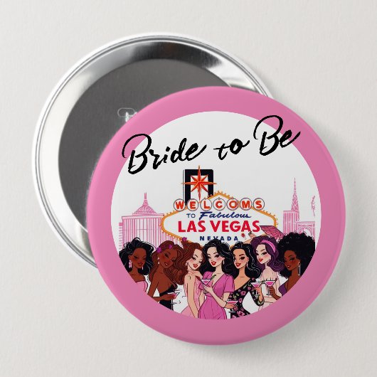 Pink Vegas Junggeselinnen-Abschied Button (Vorne & Hinten)
