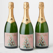 Pink Velvet Christmas Tree Beverage Labels Schaumweinetikett (Flaschen)