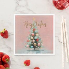 Pink Velvet Christmas Tree Paper Napkins Serviette