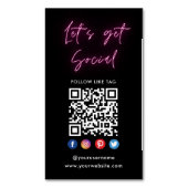 Pink Verbindung mit US Social Media Qr Code schwar Magnetische Visitenkarte (Vorderseite Vertikal)