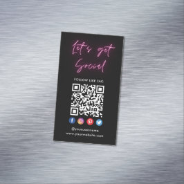 Pink Verbindung mit US Social Media Qr Code schwar Magnetische Visitenkarte