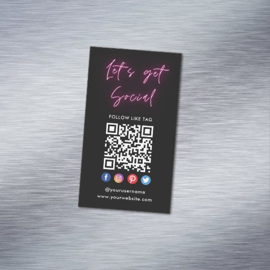 Pink Verbindung mit US Social Media Qr Code schwar Magnetische Visitenkarte (Beispiel)