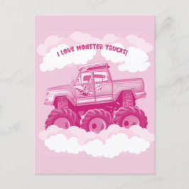 Pink Version I Love Monster Trucks Image      Einladungspostkarte