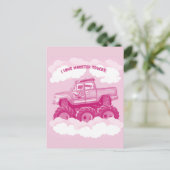 Pink Version I Love Monster Trucks Image      Einladungspostkarte (Stehend Vorderseite)