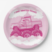 Pink Version I Love Monster Trucks Image     Pappteller (Vorderseite)