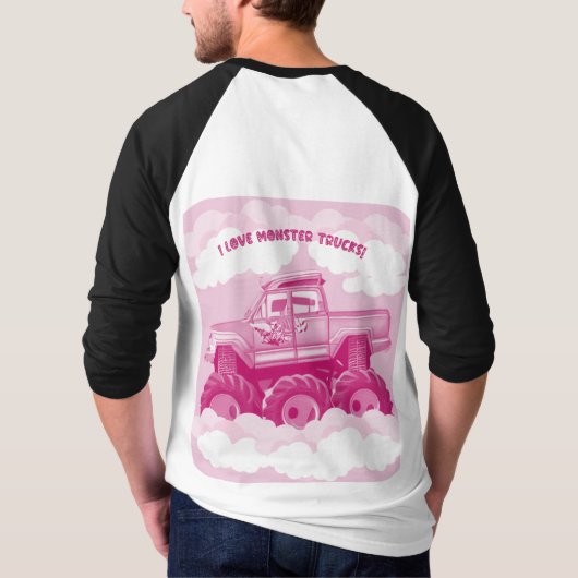 Pink Version I Love Monster Trucks Image     T-Shirt (Rückseite)