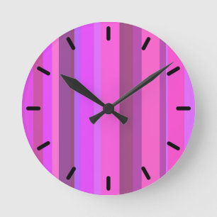 Pink vertical stripes runde wanduhr
