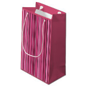 Pink Vertikale Streifen Kleine Geschenktasche Kleine Geschenktüte (Rückseite Schrägansicht)