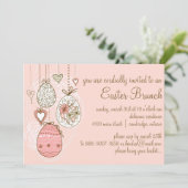 Pink Verziert Ostereier Osterfeier Einladung (Stehend Vorderseite)