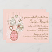 Pink Verziert Ostereier Osterfeier Einladung (Vorne/Hinten)