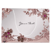 Pink Verzierte Blumenbeutel Große Geschenktüte (Rückseite)