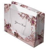 Pink Verzierte Blumenbeutel Große Geschenktüte (Vorderseite Schrägansicht)